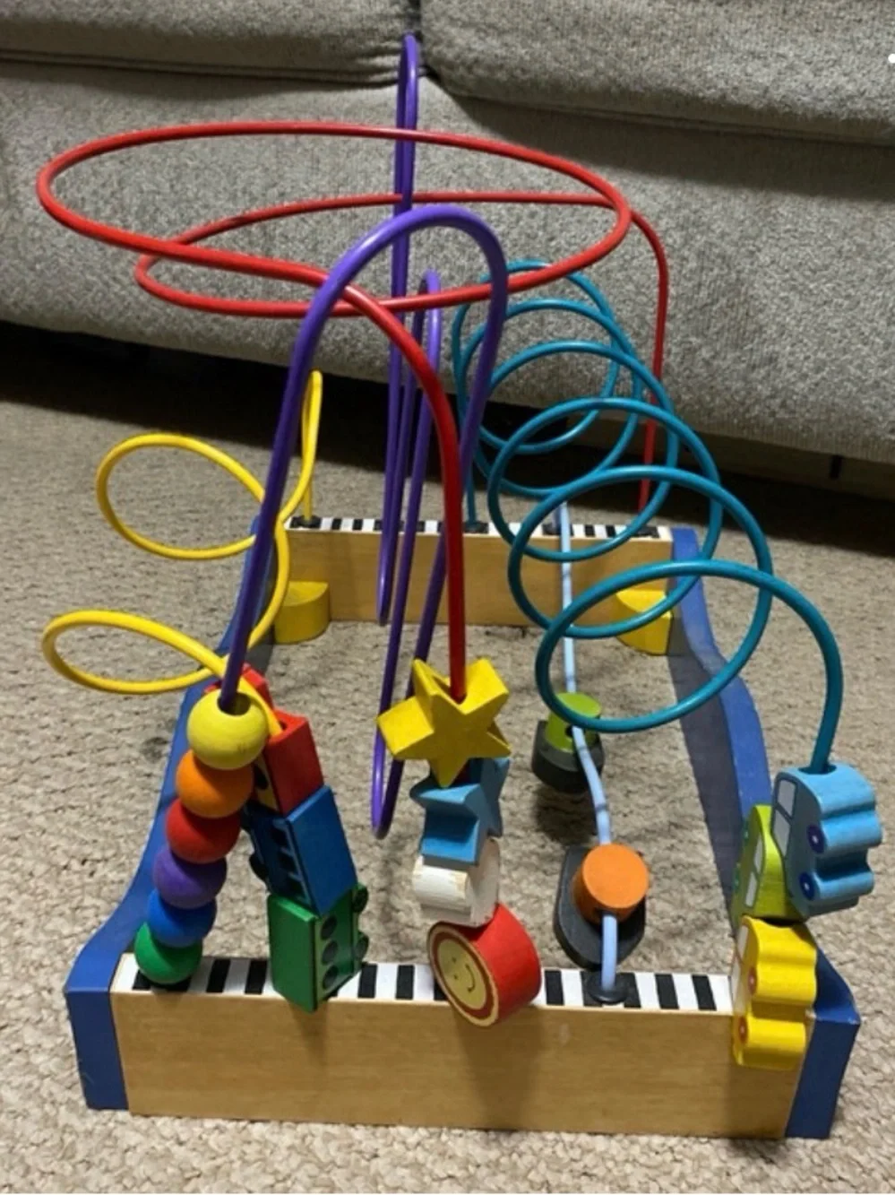 Wooden Multi-Track Bead Maze Activity Center - Multicolor